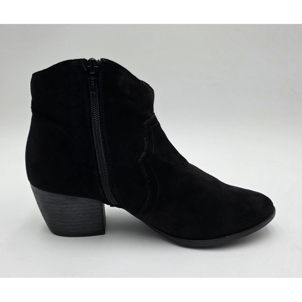 Faded Glory Women's Black Faux Suede Ankle Boots Block Heel Side Zip Size 7 - Picture 3 of 12